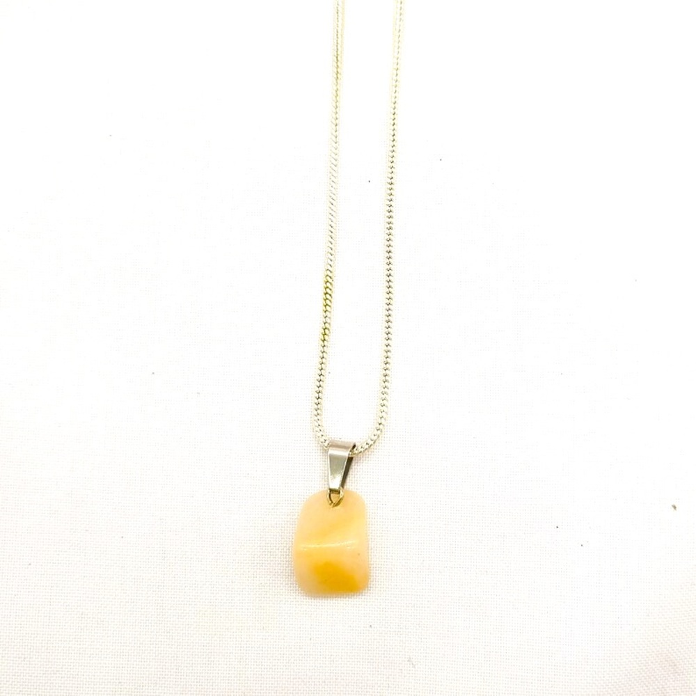 New Citrate Artisan 925 Sterling Silver Handmade Rectangle Yellow White Necklace